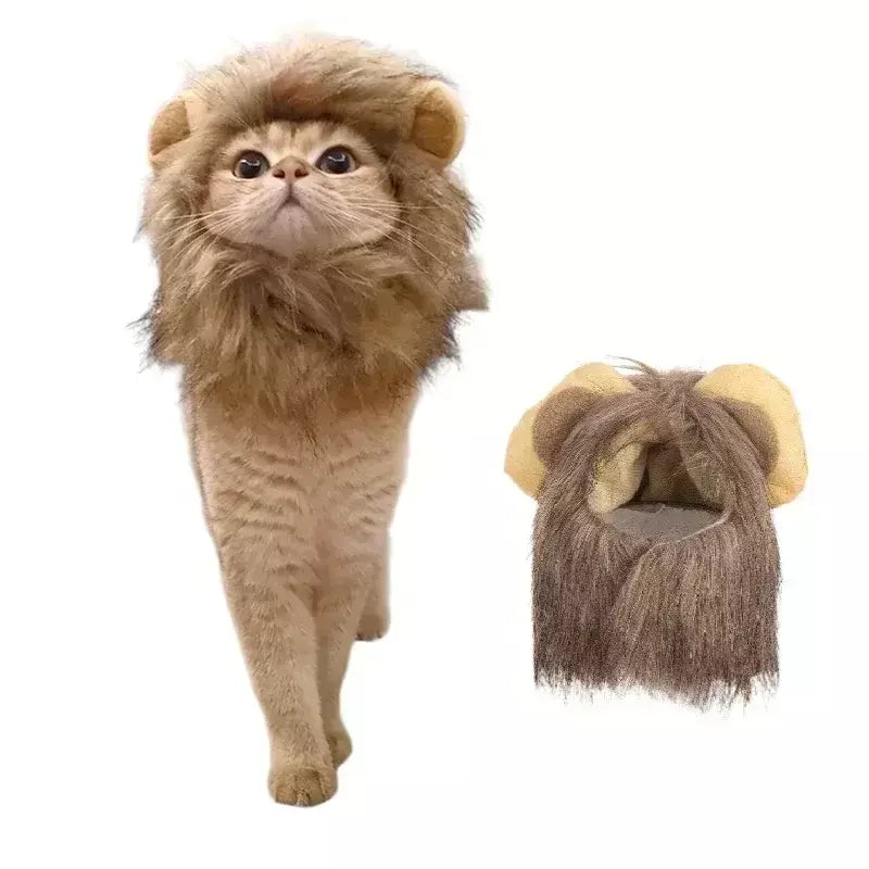 Gato cosplay vestir-se chapéu para animais de estimação juba de leão para gato filhote de cachorro leão peruca traje festa decoração halloween natal gatospet suprimentos