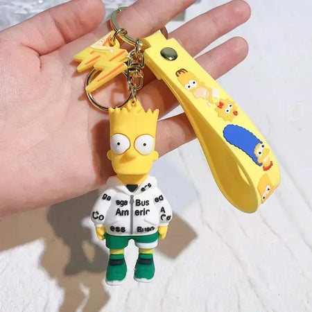 Os simpsons chaveiro figura de ação dos desenhos animados chaveiro kawaii saco pingente casais moda carro chaveiro acessórios crianças brinquedo presentes