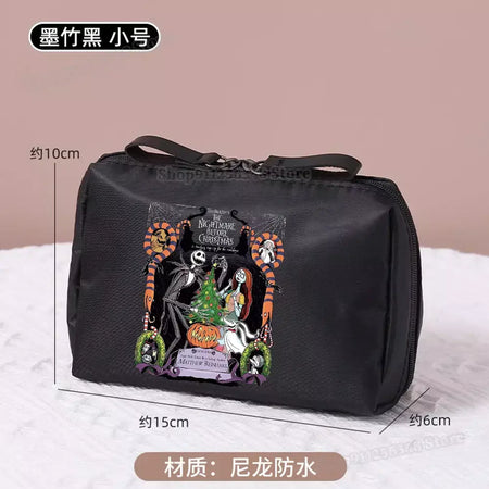 O pesadelo antes do natal saco de maquiagem figura dos desenhos animados jack skellington bolsa sacos cosméticos disney compõem casos organizadores