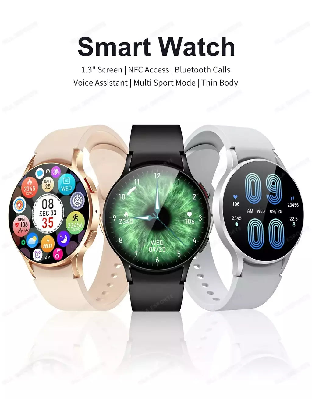 Samsung-Galaxy Smartwatch para homens e mulheres, monitoramento de saúde AMOLED, relógio impermeável, assistente de voz, chamada Bluetooth, relógio inteligente, 2022