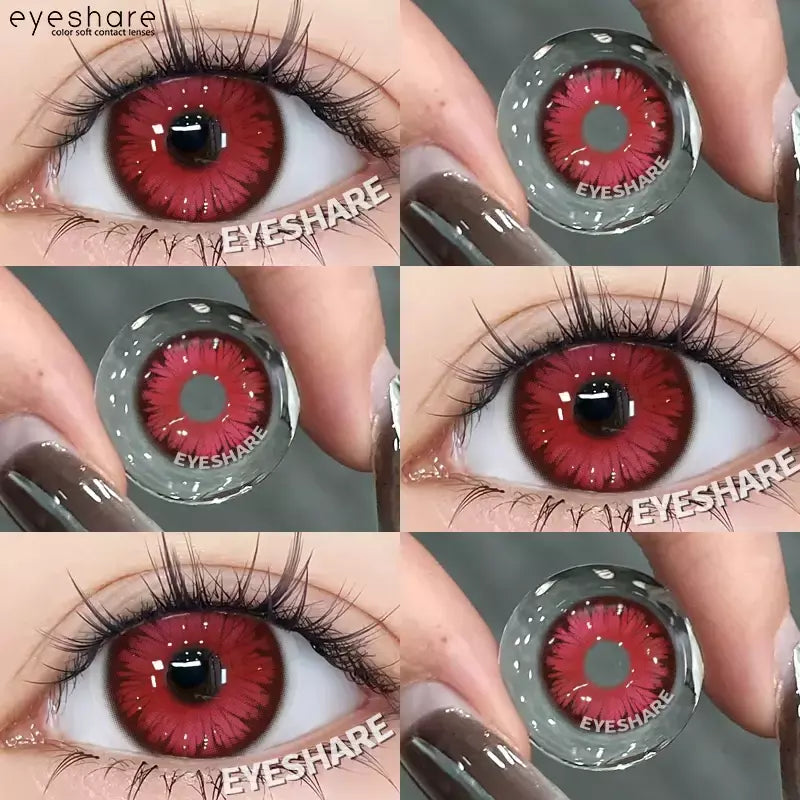 AMARA 1 par de lentes de contato coloridas para olhos, lentes azuis para cosplay de anime, lentes coloridas roxas, rosa y2k, lentes vermelhas coloridas