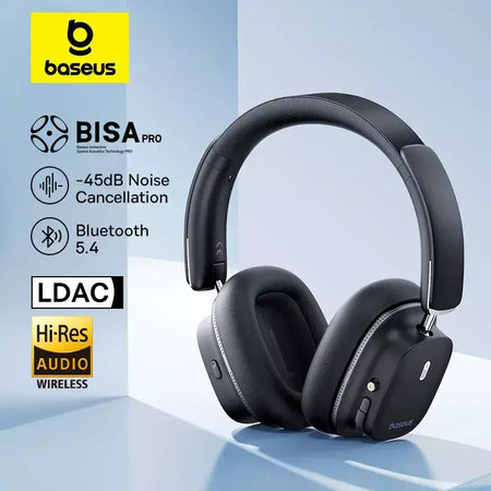 Baseus bowie 30 max fones de ouvido bluetooth 45db cancelamento de ruído hi-res ldac sobre a orelha fone de ouvido 3d áudio espacial sem fio