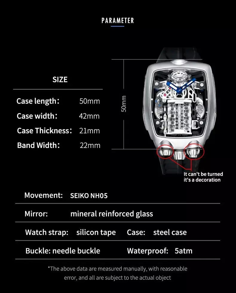 Pindu design relógios masculinos marca superior de luxo militar esporte masculino nh05 relógio automático à prova dwaterproof água relógios mecânicos montre homm