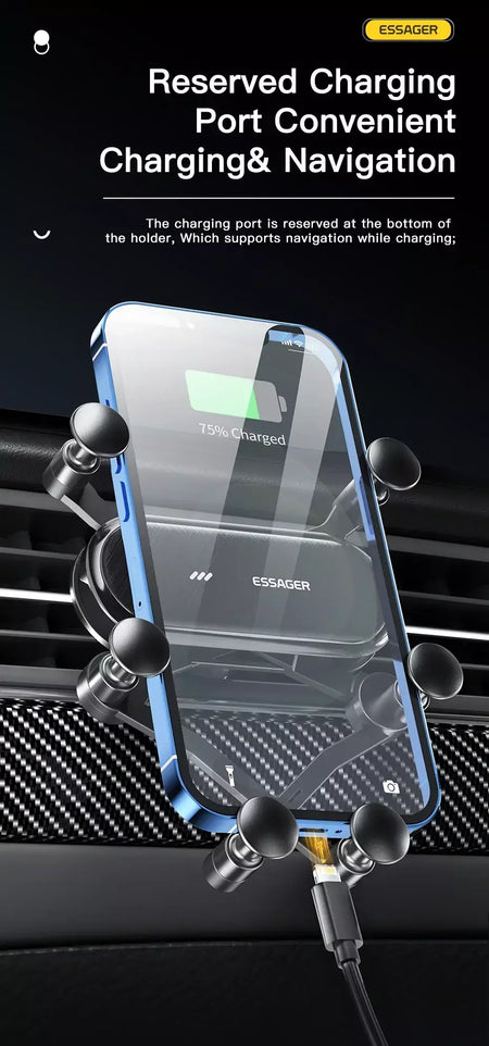 Essager gravidade suporte do telefone do carro clipe de ventilação de ar montar suporte do telefone celular no carro gps suporte para iphone 14 13 12 pro xiaomi