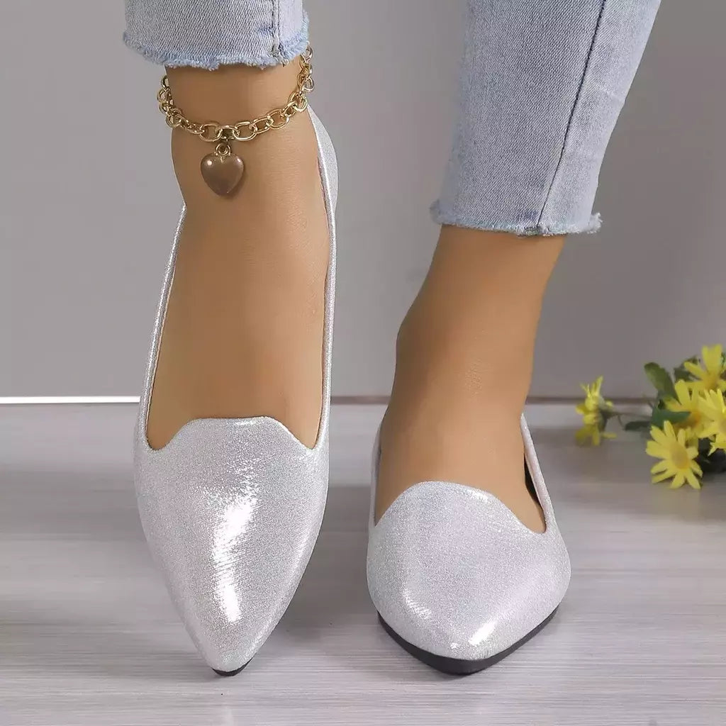 Mocassins deslizantes respiráveis para mulheres, sapatilhas rasas de balé elástico, fundo macio, sapatos de barco com dedo apontado, tamanho grande, 43, moda, 2024