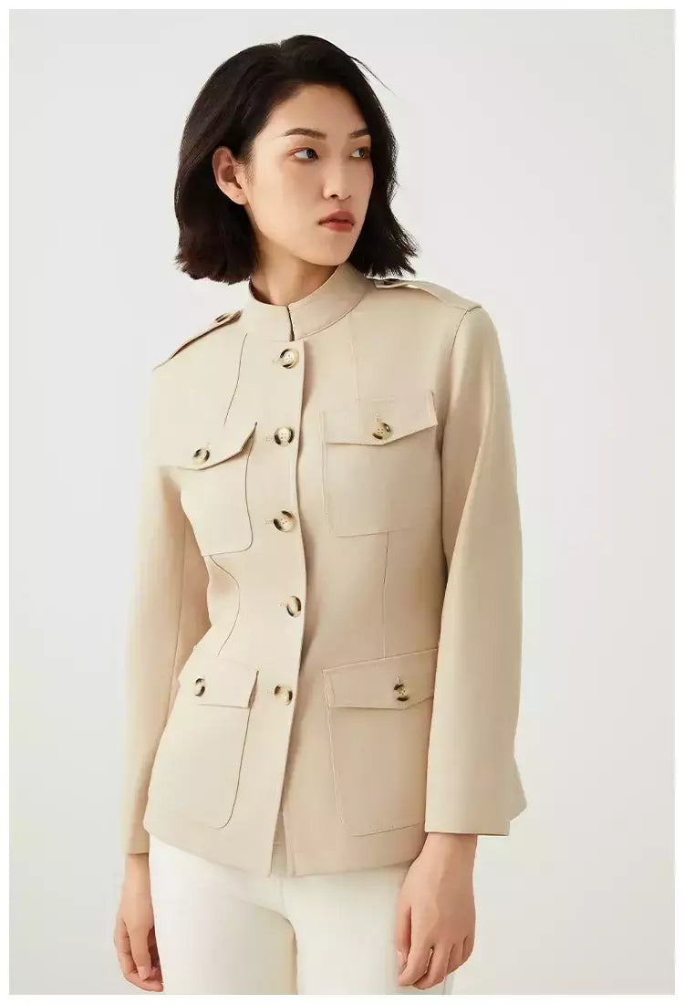 Jaqueta de lã australiana feminina, roupa luxuosa, casacos femininos, roupa de alta qualidade, K2540W, 50%