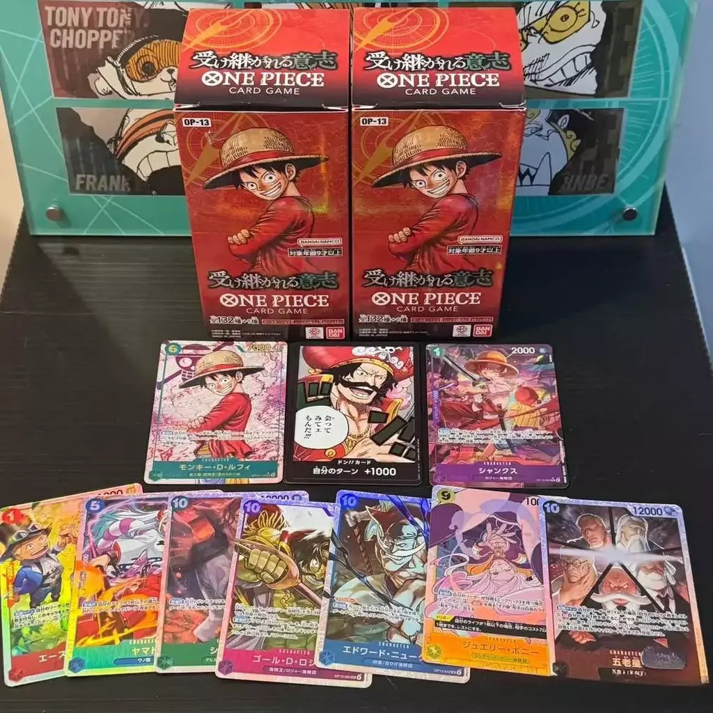 Uma peça tcg caixa de reforço de cartão de jogo japonês selado autêntico japonês OP01-OP13 série completa caixa de reforço cartões de coleção de jogo