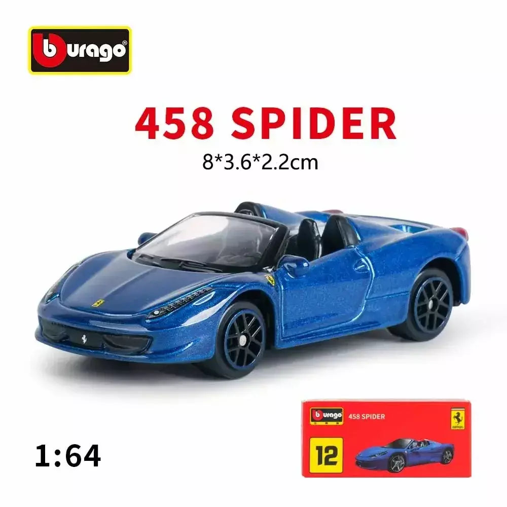 Coleção Ferrari Bburago 1:64 - modelos fundidos em liga LaFerrari 458 Enzo SF90, mini carros de simulação, conjunto de presente para adultos e crianças