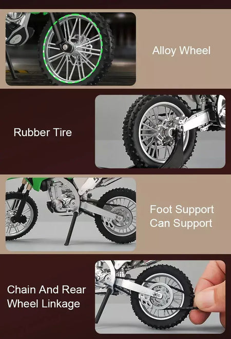 1:12 kawasaki kx450 nijia ZX-6R modelo de motocicleta brinquedo diecast liga carro roda dianteira direção absorção choque decorativo presente do menino