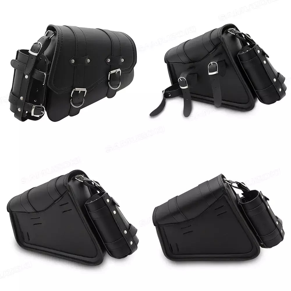 Bolsa de selim lateral de couro pu para motocicleta, adequada para harley sportster xl 883 1200 chopper cruiser cafe racer softail bobber