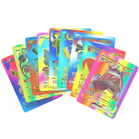 Cartão de folha de ouro colorido pokemon charizard pikachu arceus prata preto arco-íris inglês francês alemão espanhol vstar gx vmax cartões