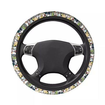 Capa de volante do carro vermelho snoopy woodstock universal trança dos desenhos animados na capa de volante estilo do carro acessórios automóveis