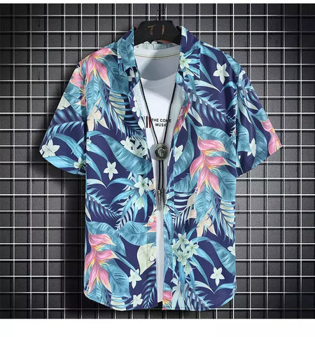 Roupas de praia para homens 2 Piece Set Quick Dry Camisa Havaiana e Shorts Set Homens Moda Vestuário Impressão Casual Outfits Verão