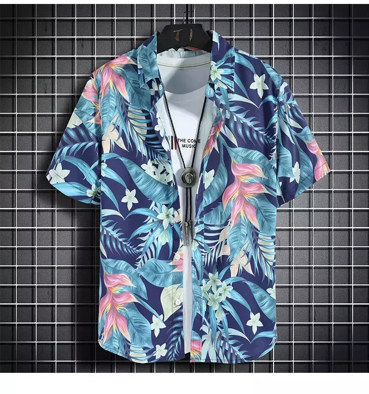 Roupas de praia para homens 2 Piece Set Quick Dry Camisa Havaiana e Shorts Set Homens Moda Vestuário Impressão Casual Outfits Verão