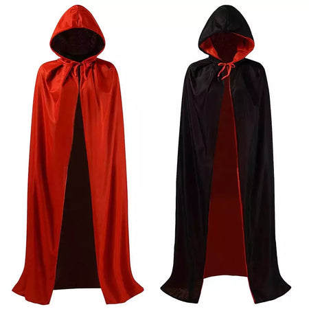Halloween feminino masculino roupas cosplay traje adulto crianças gola capa preto vermelho reversível boné vampiro capa festa de halloween