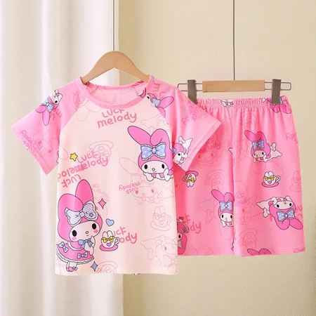 Novo verão crianças pijamas conjunto de 2 peças roupas de ar condicionado para meninos meninas bebê manga curta roupas para casa na moda