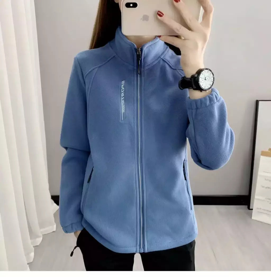 Casacos de lã tamanho grande para mulheres, cardigã quente, roupas esportivas casuais ao ar livre, caminhadas, jogging, ioga, jaquetas femininas, inverno, primavera