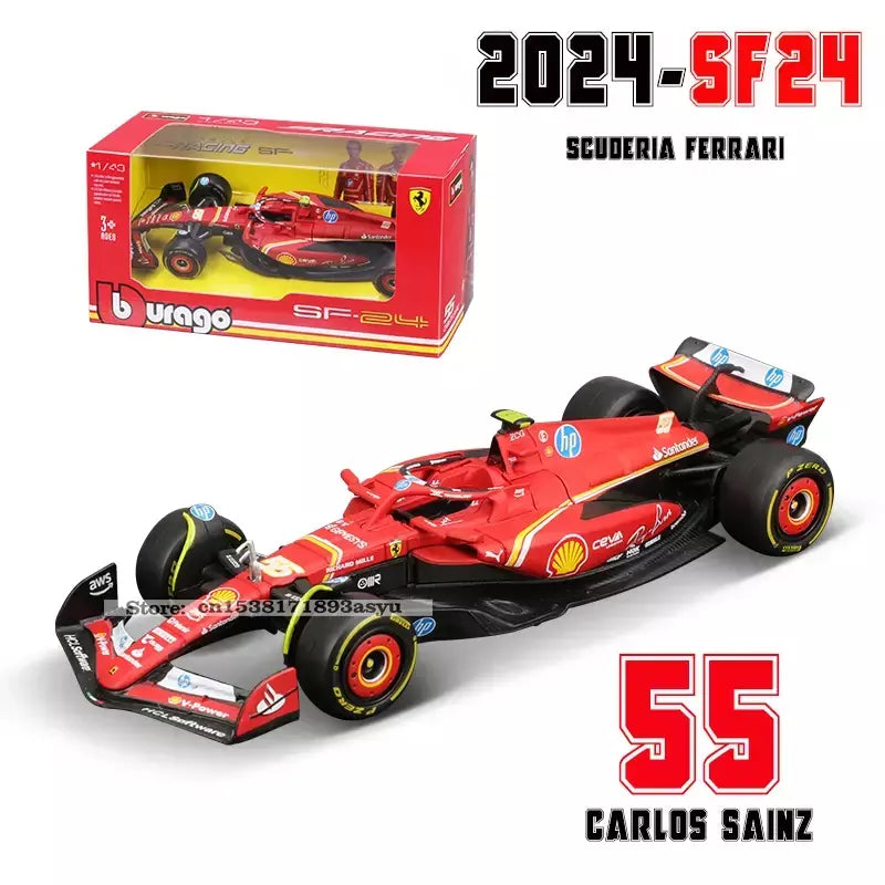 Bburago 1:43 2024 2023 F1 Scuderia Ferrari SF24 SF23 # 16 lecler # 55 sainz jr liga carro de luxo fundido modelo de carro série de brinquedos