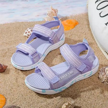 Sandálias de verão para meninas, sandálias esportivas ao ar livre, sapatos de praia casuais, confortáveis, antiderrapantes, moda, tamanho 40