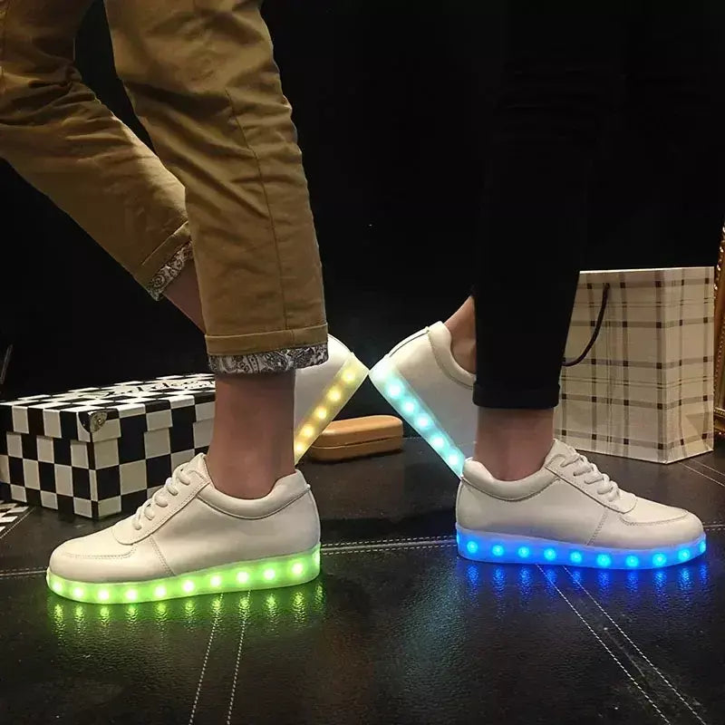 Maogu 2024 adulto unissex das mulheres dos homens criança tênis luminosos brilhante carga usb meninos led colorido light-up sapatos meninas calçados