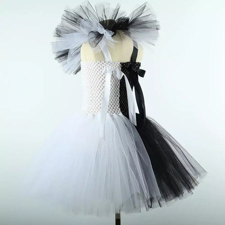 O traje de palhaço terrível arte menina preto branco fantasia tutu vestido horror coringa vestido para meninas trajes de festa de carnaval de halloween