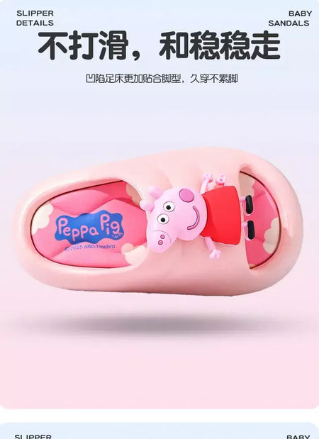 Peppa Pig Sandálias femininas de verão 2025 Novo estilo antiderrapante chinelos de banho internos para crianças em casa