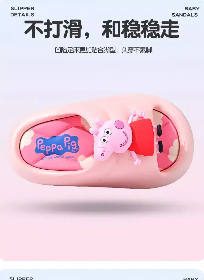Peppa Pig Sandálias femininas de verão 2025 Novo estilo antiderrapante chinelos de banho internos para crianças em casa