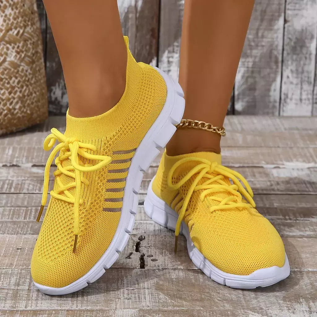 Tênis casual feminino, confortável e respirável, sapato de plataforma versátil com cordões, moda verão, 2024