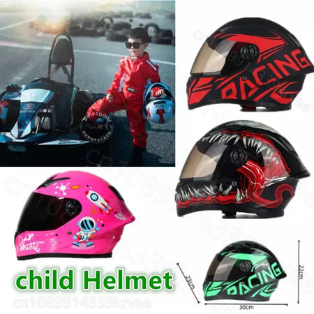 Novo bonito crianças capacete de segurança criança rosto cheio para 4 temporada esportes ao ar livre equitação cabeça ajustável bicicleta motocicleta crianças capacete
