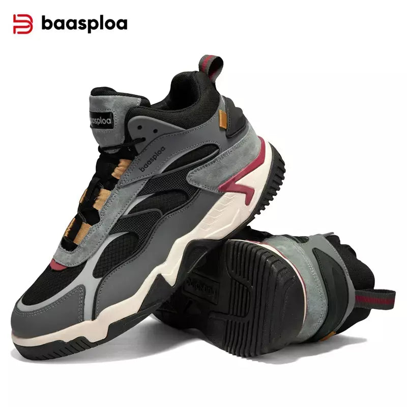 Baasploa inverno homens tênis de couro moda casual à prova dwaterproof água sapatos esportivos para homem de pelúcia quente masculino tênis antiderrapante ao ar livre