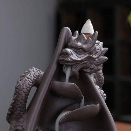 Handmade cerâmica incenso queimador, Retro Zen incenso vara titular, Dragon Cachoeira, Backflow Censer, Sala de estar artesanato ornamento