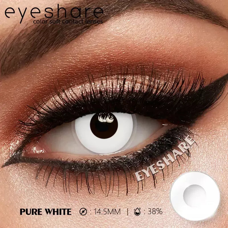 Eyeshare 1 par cosplay lentes de contato coloridas brancas lentes de contato vermelhas anime lentes de olho preto halloween beleza maquiagem lentes