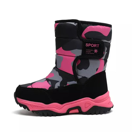 2023 inverno crianças sapatos de pelúcia tecido impermeável antiderrapante sapatos da menina sola de borracha botas de neve moda quente botas ao ar livre