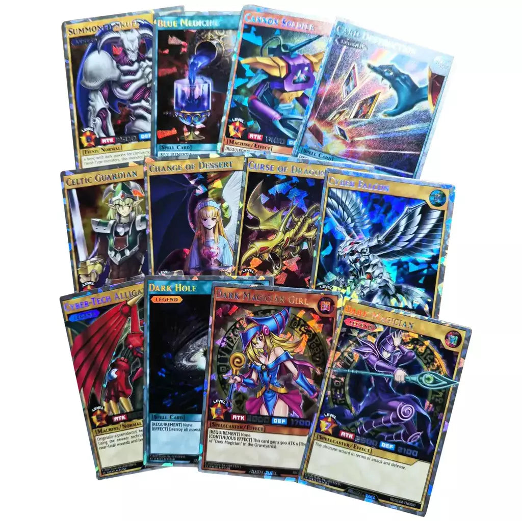 Diy 72 pçs novo yu gi oh rush duel cartões clássico duelo monstro coleção olhos vermelhos & azuis yugioh cartões holográficos brilhantes em inglês