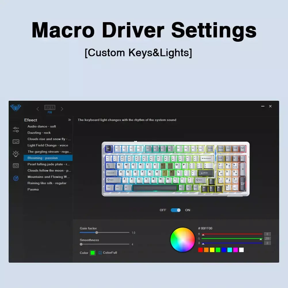 Aula f99 teclado mecânico para jogos, três modos, 2.4g, sem fio, bluetooth, com fio, troca quente, junta pbt, rgb para jogos, digitação, 99 teclas