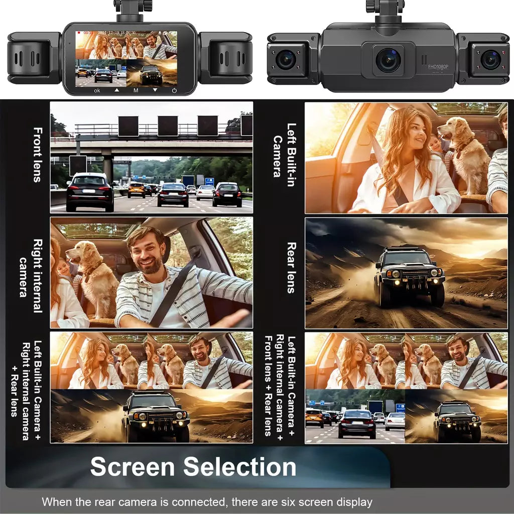 Dashcam para carros 4 canais caixa preta wifi câmera de condução fhd 1080p visão noturna gravação em loop adicionar kit de fio rígido acessórios do carro