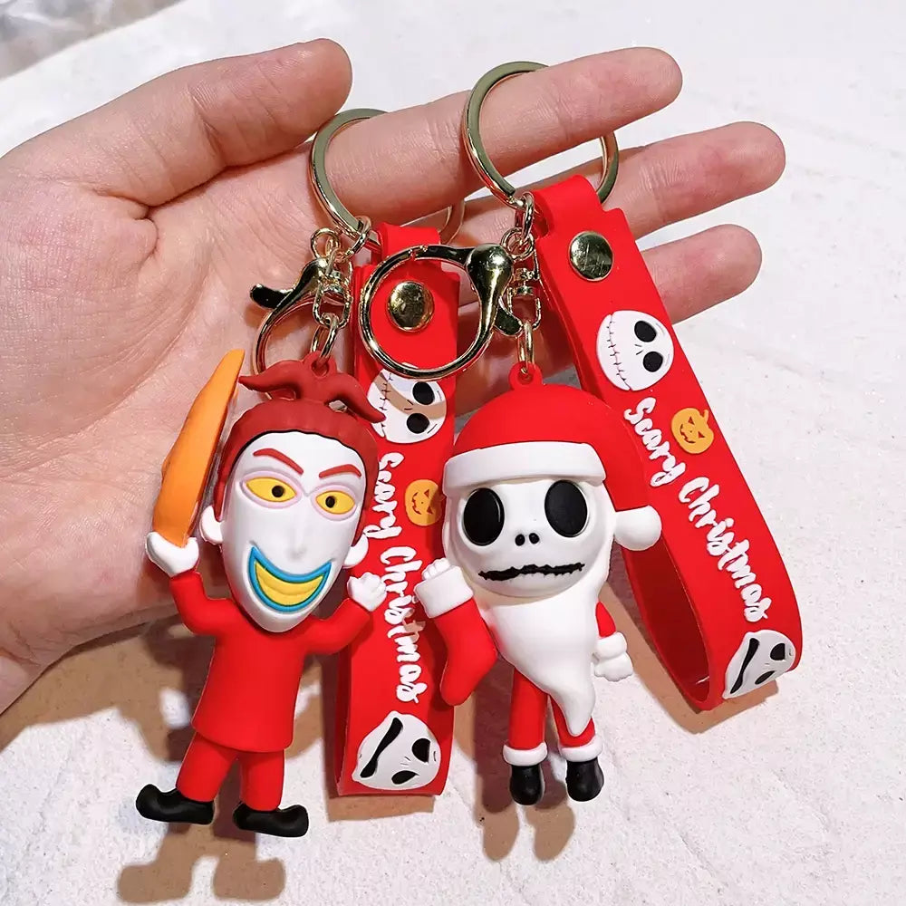 Figura clássica dos desenhos animados jack skellington chaveiro disney o pesadelo antes do natal boneca chaveiros mochila acessórios