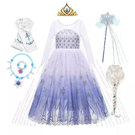 Crianças elsa traje menina aniversário malha vestido de princesa crianças cosplay neve rainha desempenho fantasia noite roupas de halloween