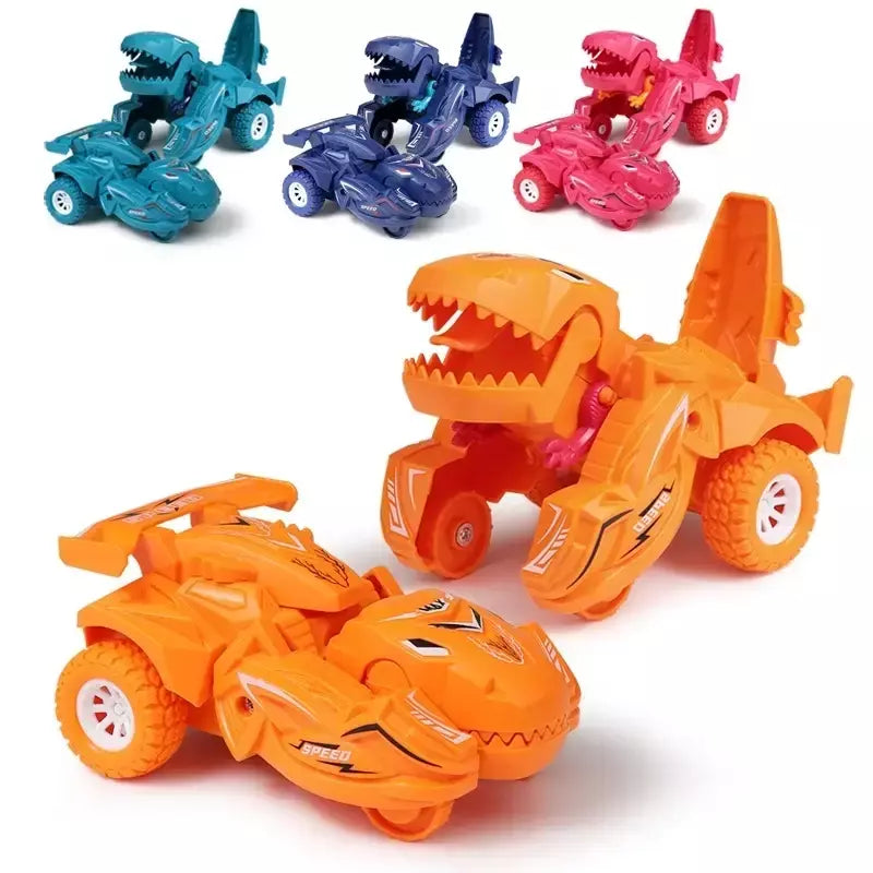 Modelo de carro de deformação de dinossauro 2 em 1, brinquedo para meninos, ação de um passo, transformação de colisão, mini veículos, presente de brinquedo para crianças