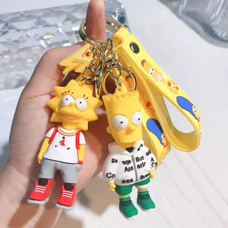 Os simpsons chaveiro figura de ação dos desenhos animados chaveiro kawaii saco pingente casais moda carro chaveiro acessórios crianças brinquedo presentes