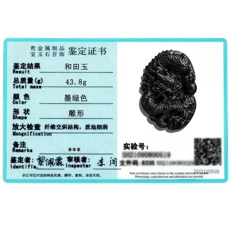Velho hotan jade ciano pingente jadeite dragão rei marca zodíaco colar dominador masculino mão esculpida jóias presente high-end