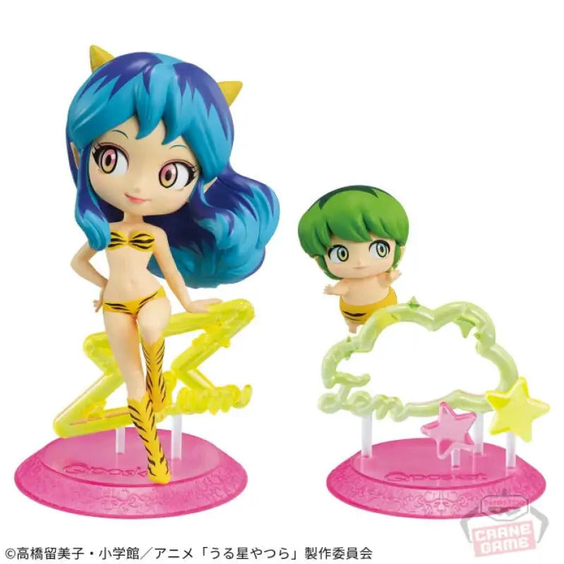 Em estoque Bandai Original Urusei Yatsura ver. -Q posket juntos-LUM & TEN Anime Figuras Modelo Cerca 14/6 cm Coleções Modelo brinquedos