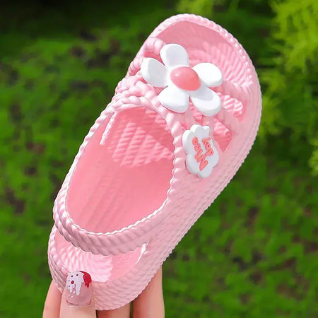 Sandálias para meninas verão nova moda princesa sapatos eva antiderrapante fundo macio flor indoor e outdoor sandálias infantis
