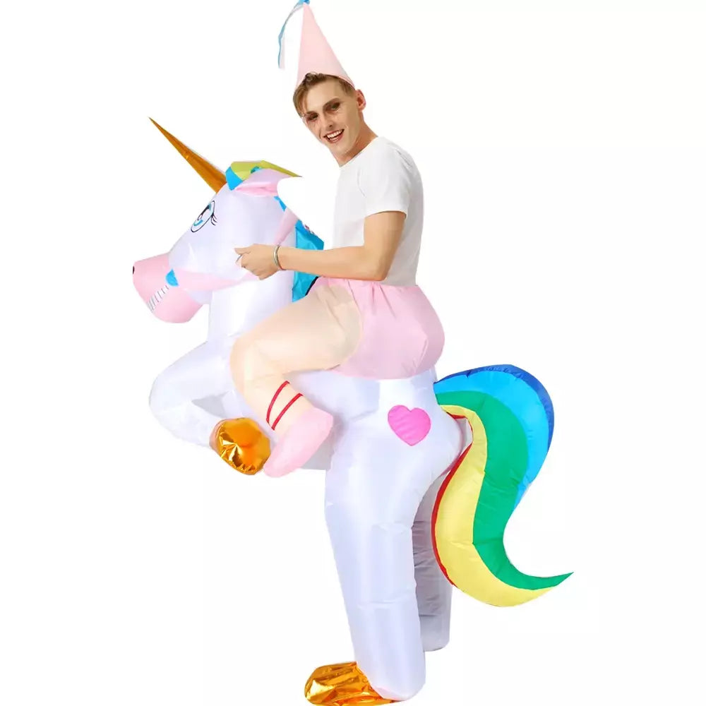 Vestuário colorido unicórnio animal trajes infláveis terno anime purim halloween carnaval festa cosplay traje para crianças adultas