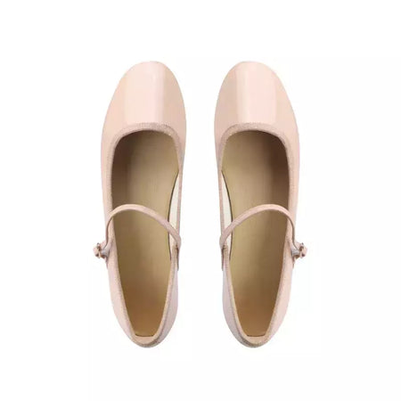 Sapatilhas Mary Jane para mulheres, sapatilhas de couro brilhante, dedo do pé redondo, sapatilhas femininas, dança, bola, nupcial, casamento