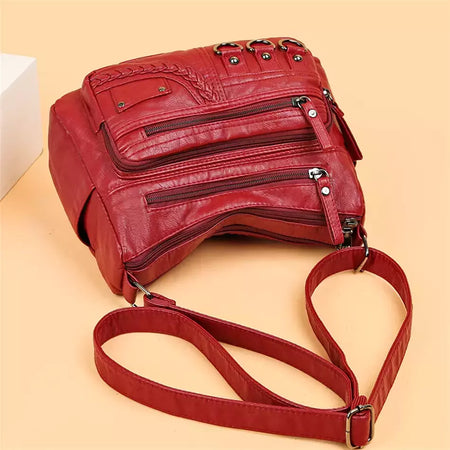 Bolsa de bolso multi couro PU vintage feminina, bolsas de ombro transversais femininas, bolsas de design de luxo, alta qualidade, 2023