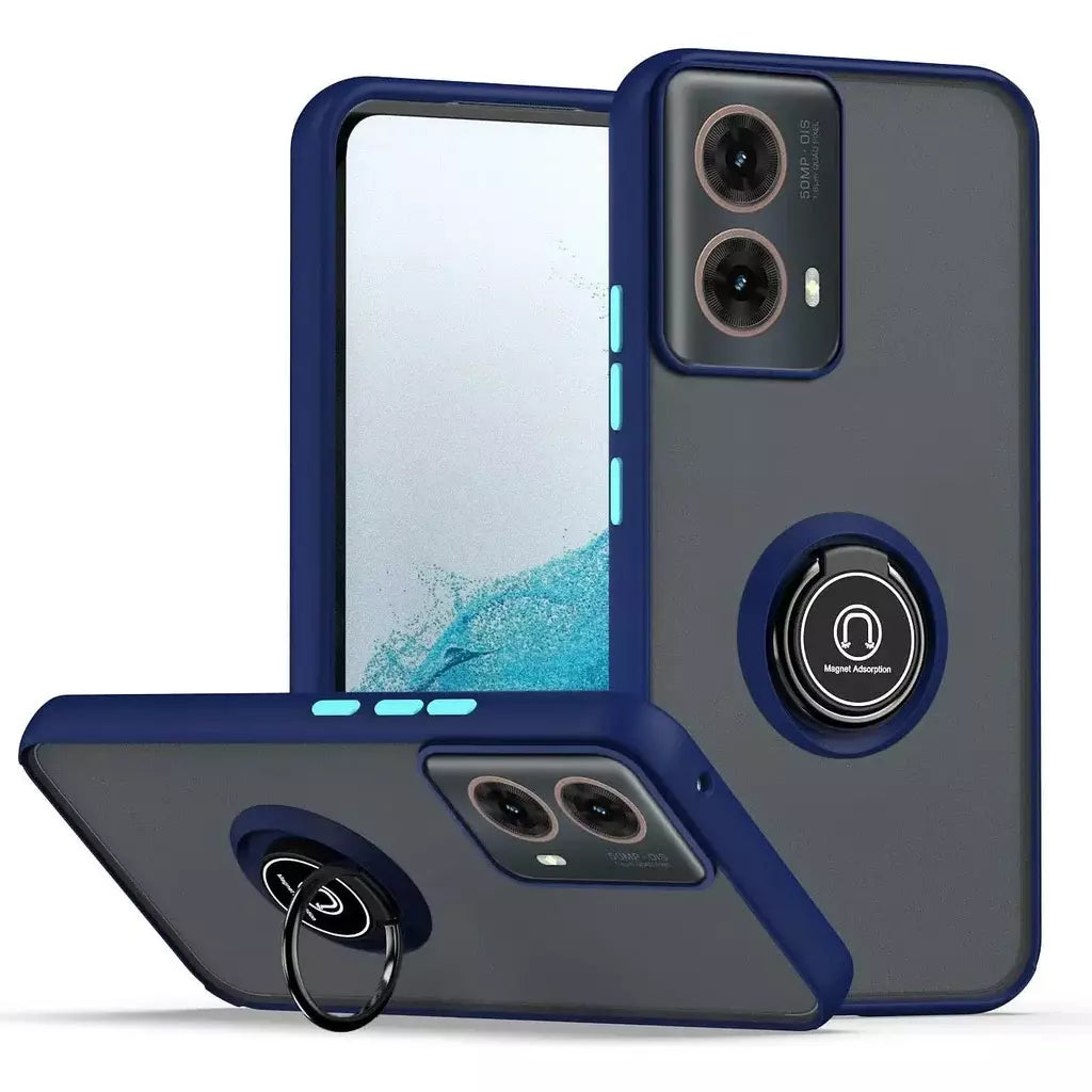 Armadura fosca caso para motorola moto g35 g55 g54 g84 g14 g72 g85 g75 g15 g05 g34 g24 s50 e13 g13 anel titular à prova de choque coque