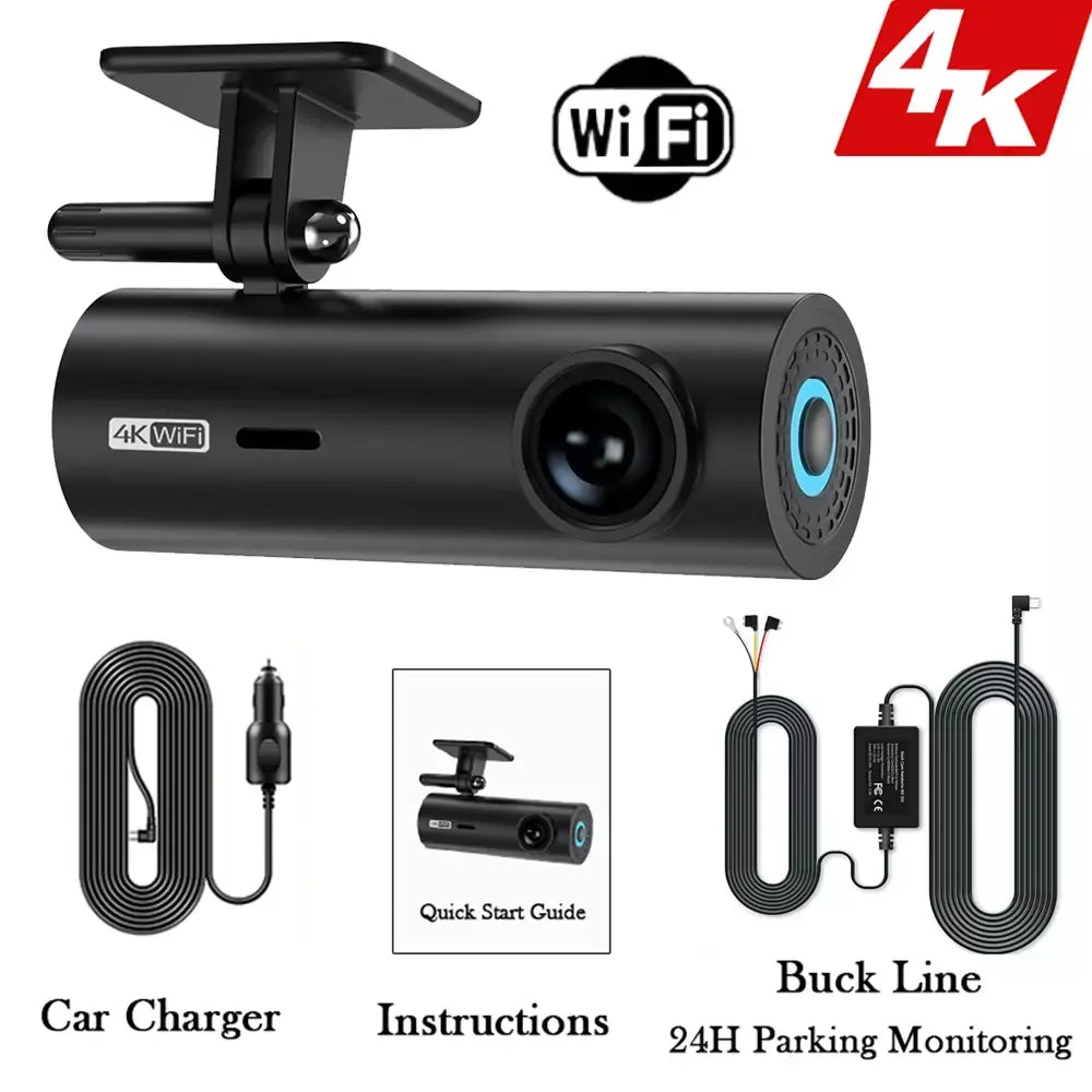 Dashcam para carro caixa preta gravadores de vídeo de condução 4k wifi mini câmera frontal traço cam 24h monitor estacionamento câmera gravação carro