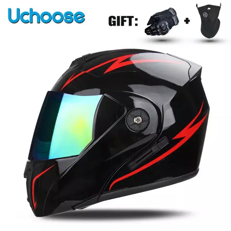 Unisex Capacete com viseira, lente dupla, seção transversal, segurança, modular, flip, capacete, certificação DOT, Uchoose
