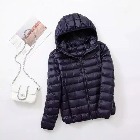Casaco fino leve com capuz de pato para mulheres, casaco curto fino, streetwear quente, branco, plus size, casacos, outono, inverno, 2023